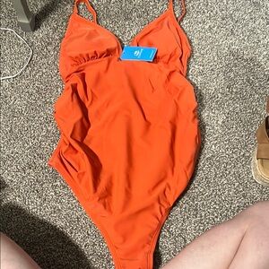 Cupshe Maternity Vibrant Orange One-Piece Swimsuit
